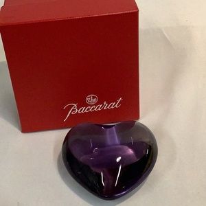 Baccarat Crystal Puffed Heart Paperweight in original box. Mint